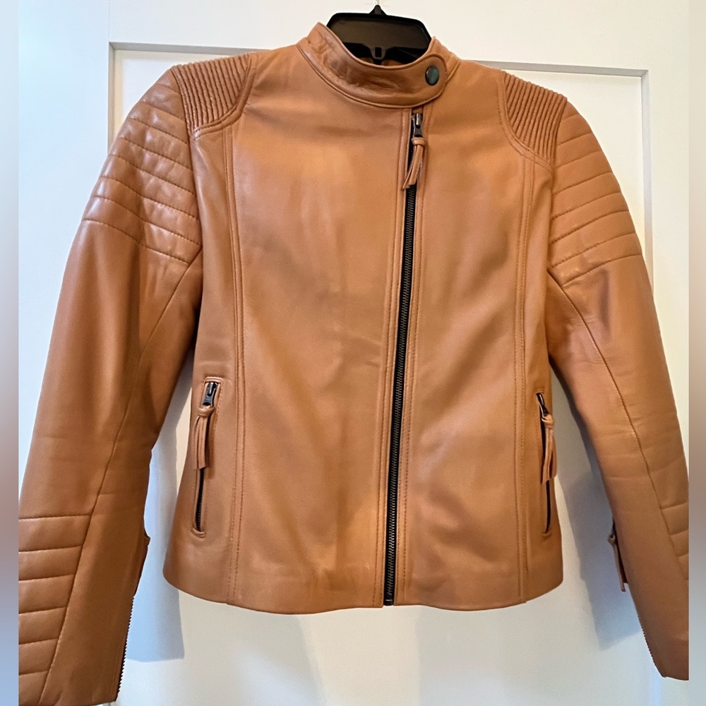 New Tan Leather Motorcycle Jacket (petite)